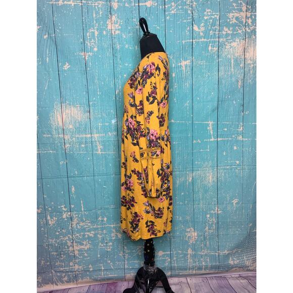 Olive + Oak long sleeves yellow floral dress size Small - Picture 6 of 10